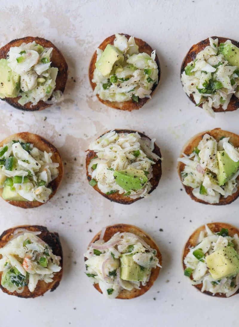 Crab and Avocado Toast Points