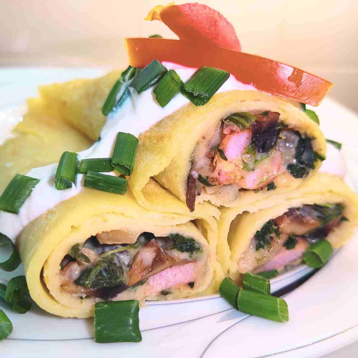 Bacon, Spinach, and Cheddar Crepe