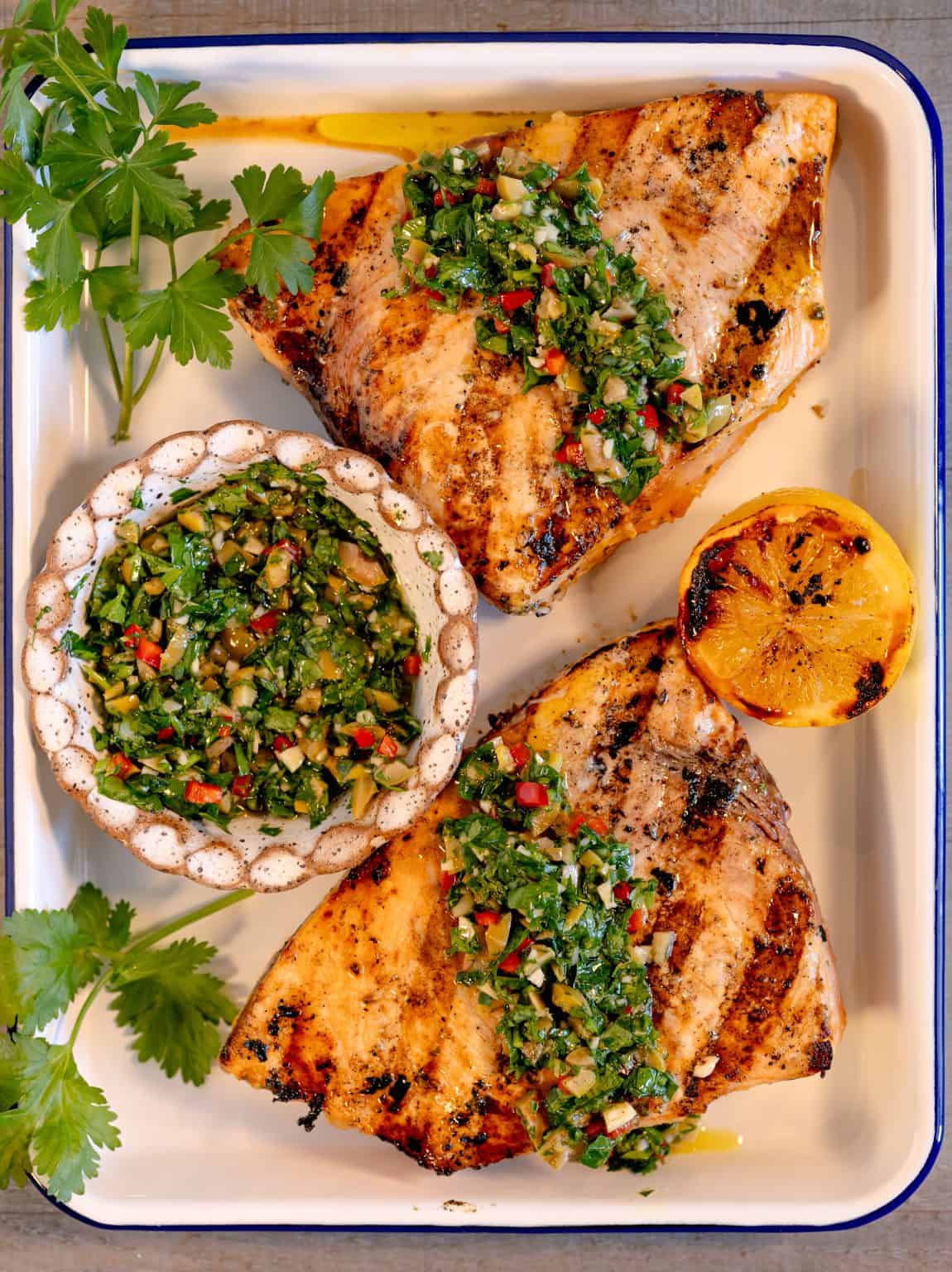 Grilled Swordfish Steaks with Chimichurri