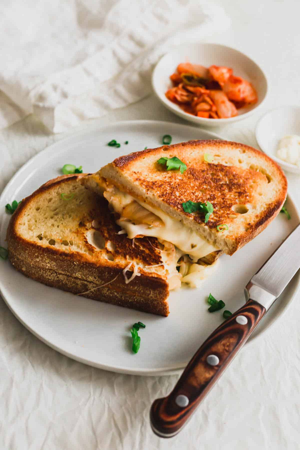 Vegan Cheese, Kimchi, and Scallions