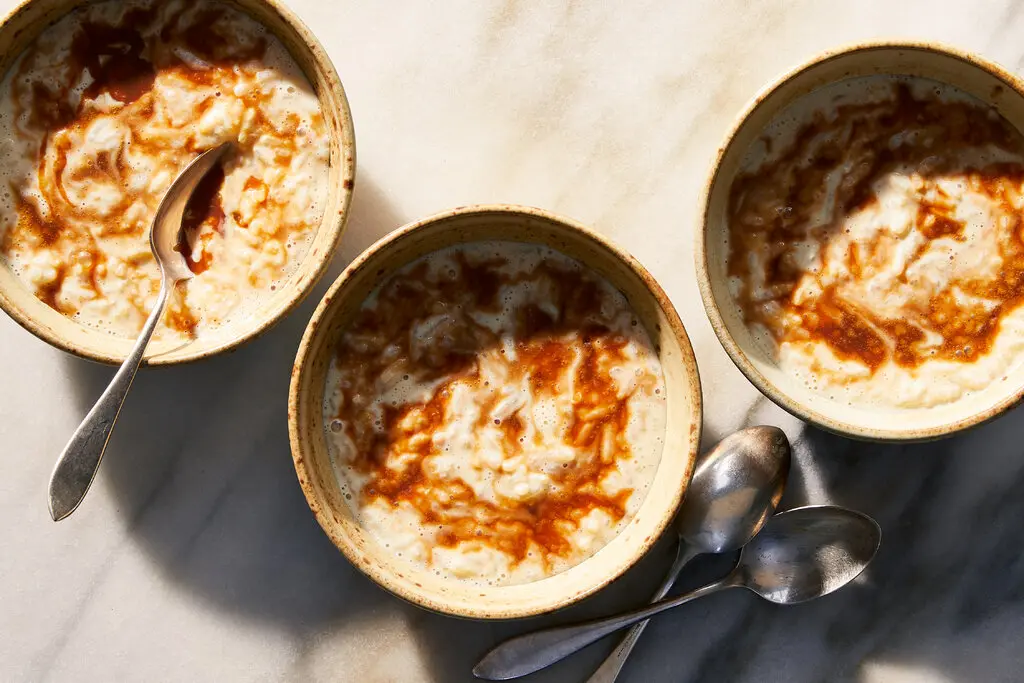Salted caramel rice pudding