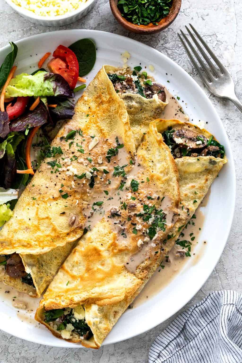 15 Delicious Savory Crepes For Breakfast, Lunch, And Dinner Mushroom and Garlic Herb Crepe