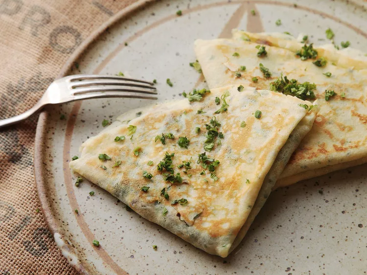 Spinach, Feta, and Egg Crepe
