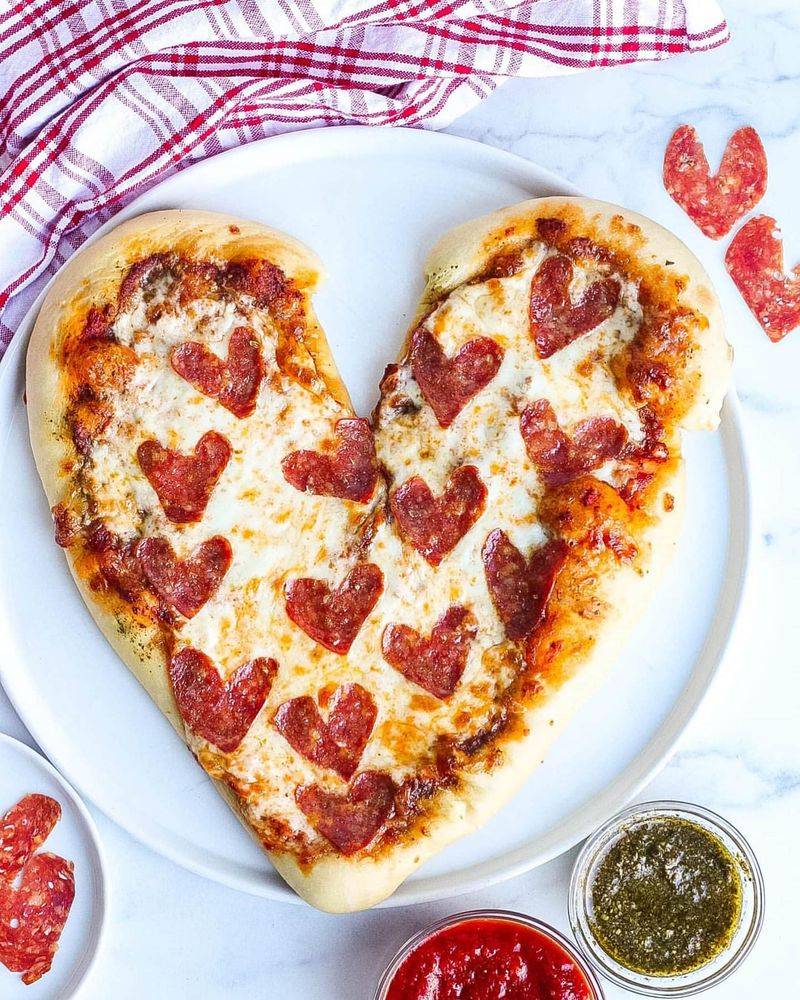 Heart-Shaped Pepperoni Pizza