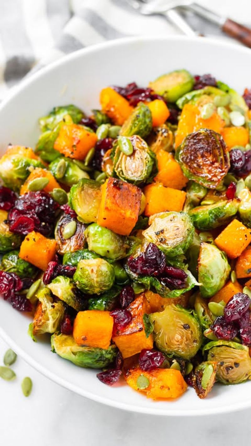 Roasted Pumpkin and Brussels Sprouts