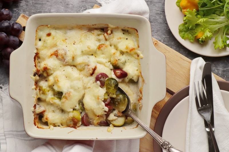 Brussels Sprouts and Grapes au Gratin