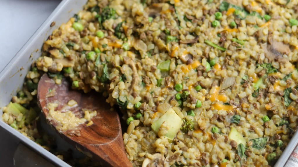 Vegetable and Brown Rice Bake (8x8 Pan Recipe)