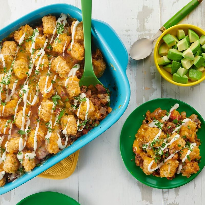 Vegetarian Taco Tater Tot Casserole