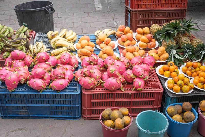 Unpeeled Fresh Fruits from Street Vendors