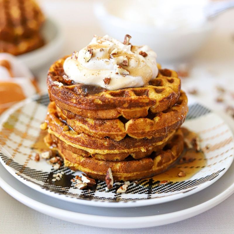 Keto Pumpkin Spice Protein Waffles