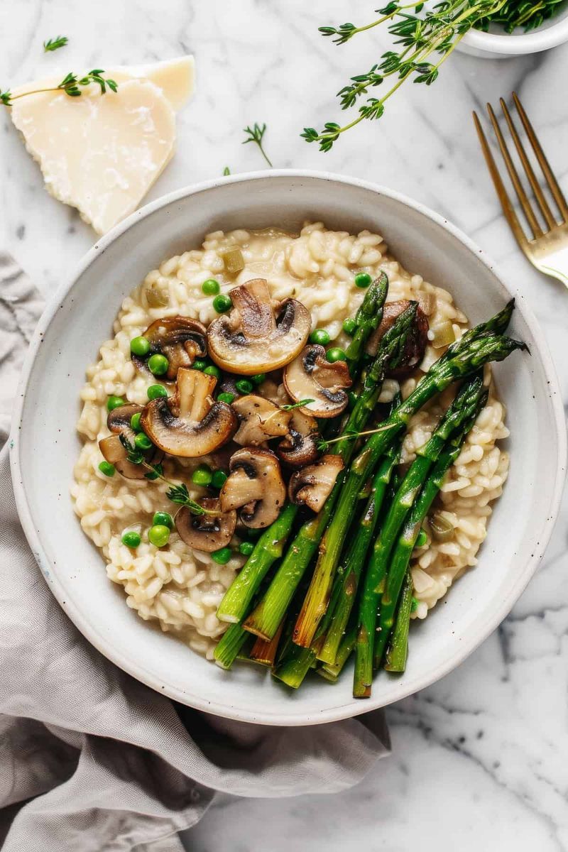 Mushroom and Asparagus Risotto