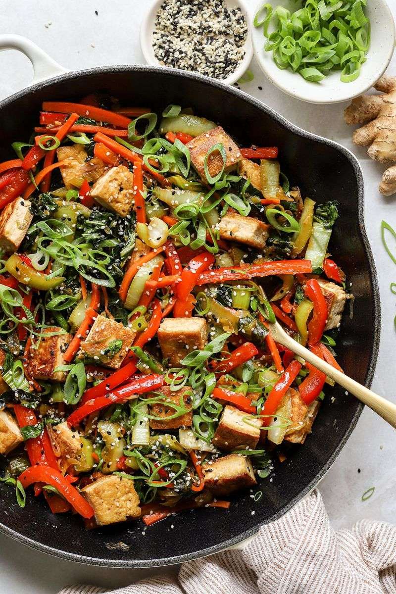 Ginger-Sesame Tofu with Bok Choy