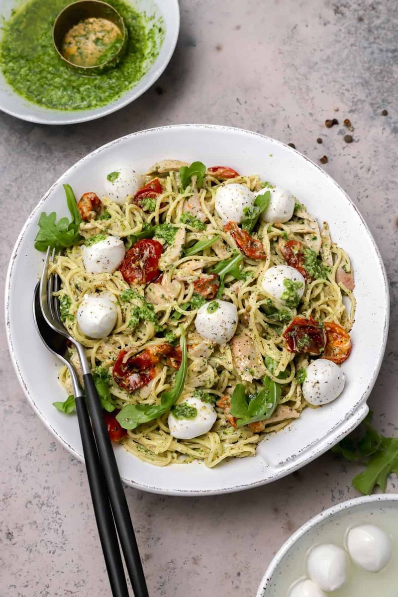 Pesto Pasta with Rotisserie Chicken