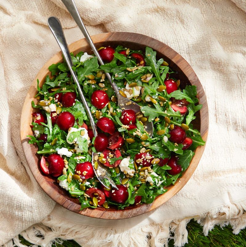 Cherry Salad With Goat Cheese And Arugula