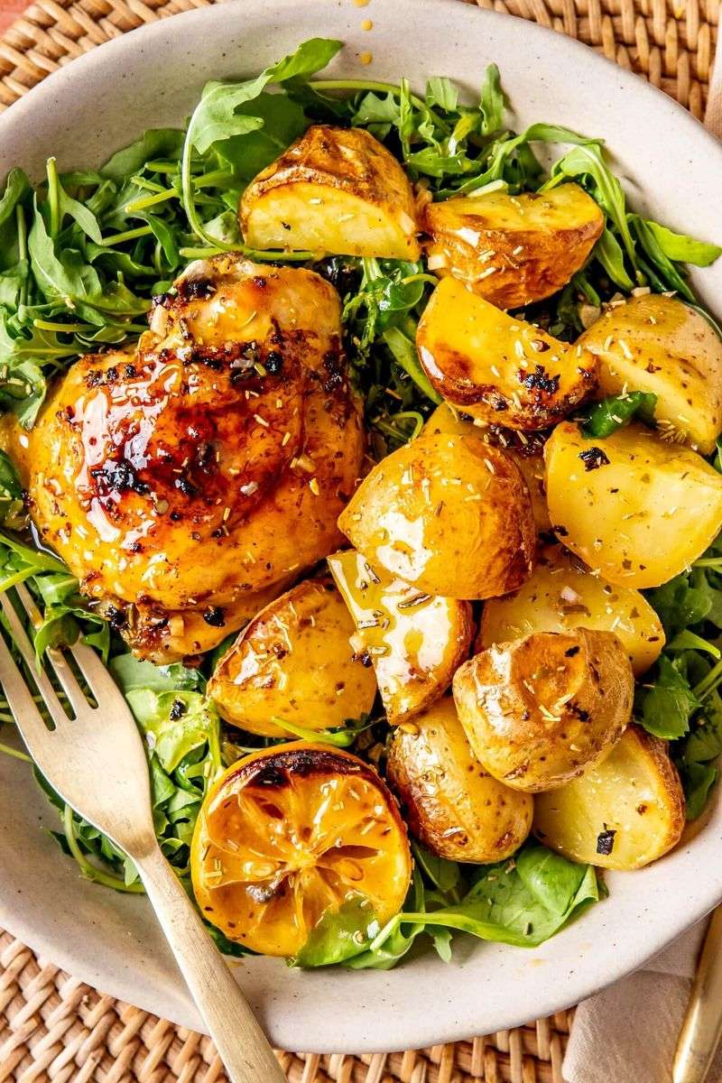 Lemon Dill Roasted Chicken and Baby Potatoes
