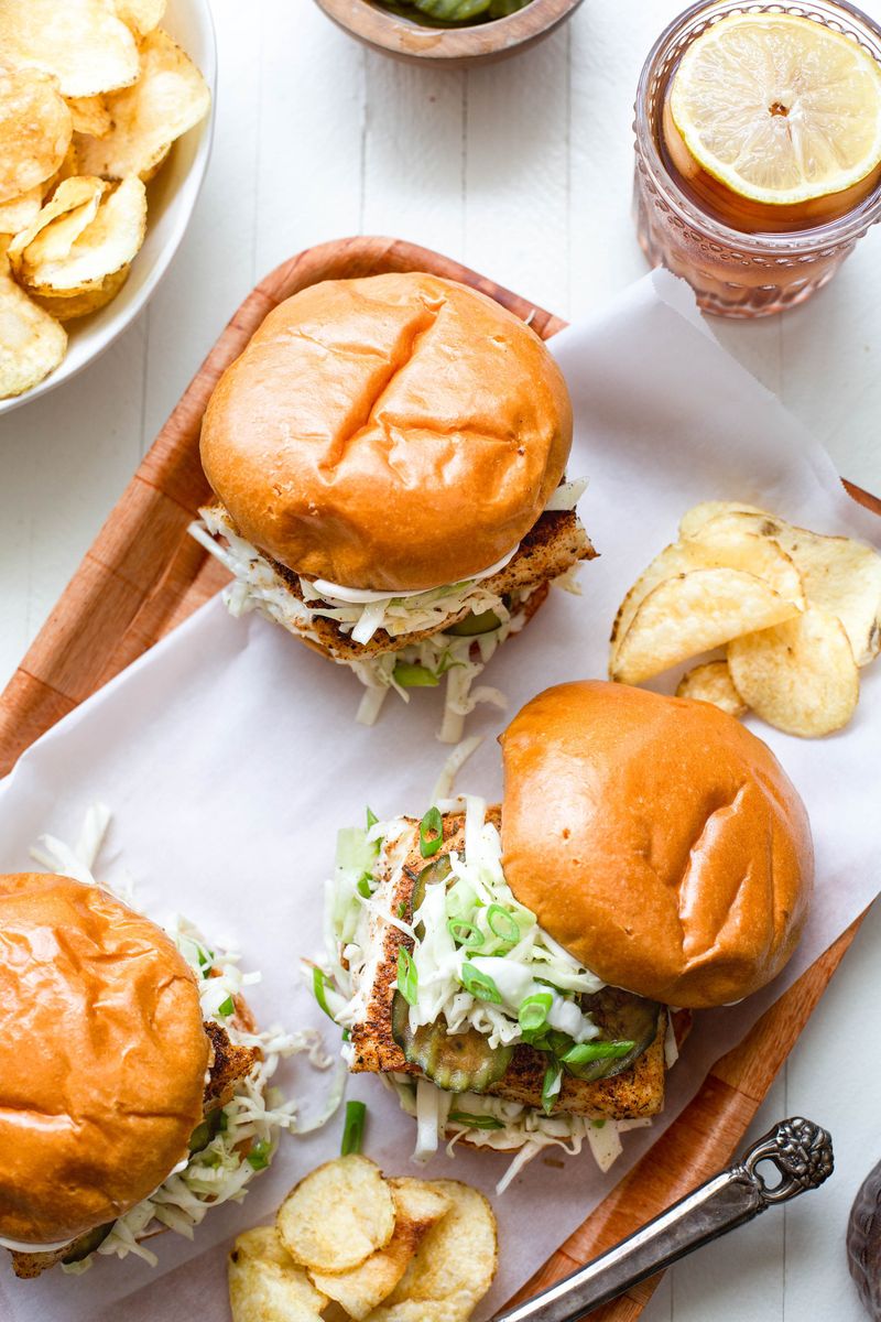 Spicy Fish Sandwiches with Slaw