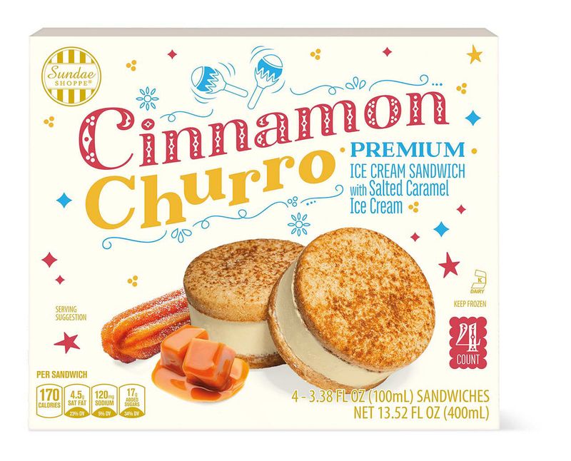 Sundae Shoppe Cinnamon Churro Ice Cream Sandwiches ($4.99)