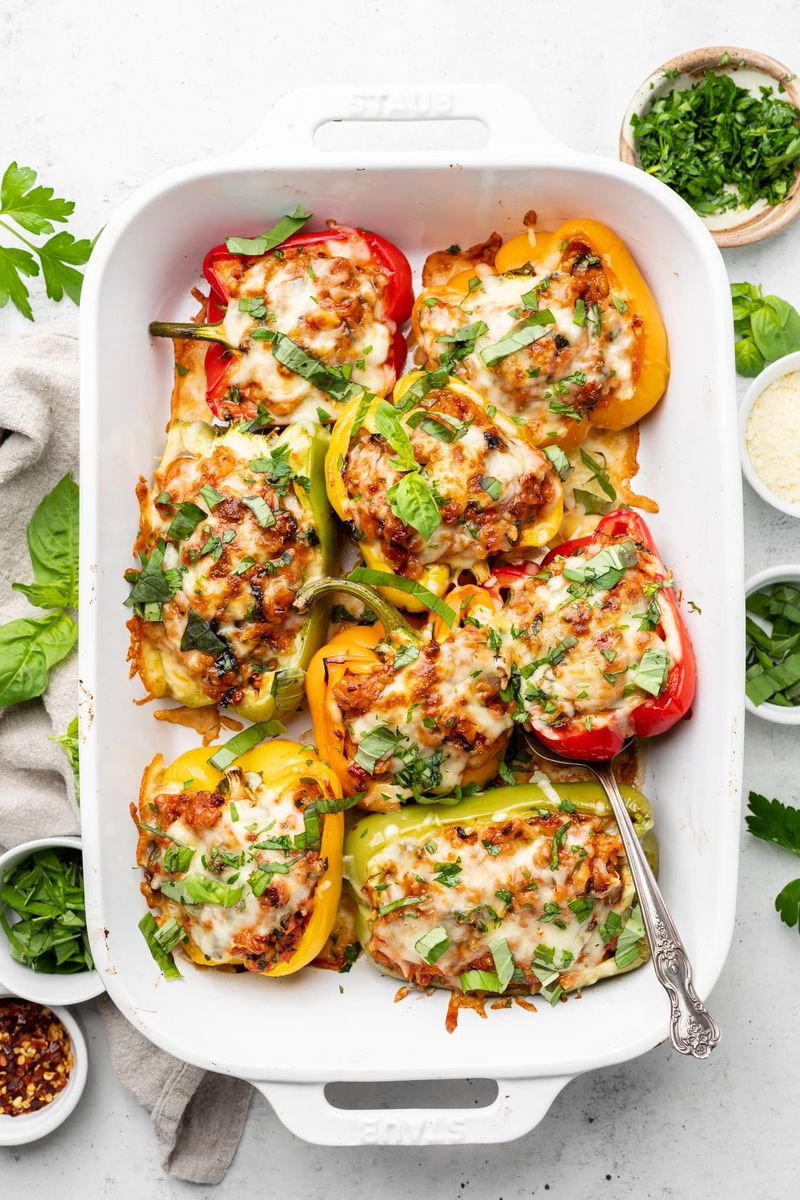 Turkey and Spinach Stuffed Peppers