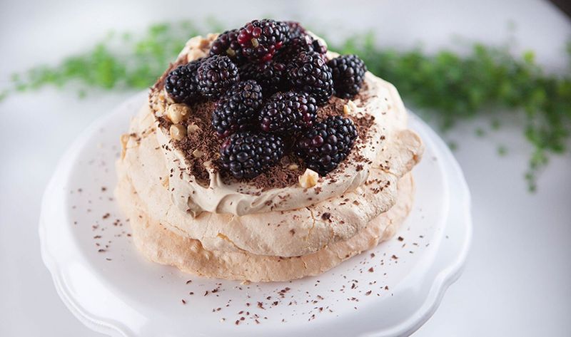 Hazelnut Pavlova with Espresso Cream