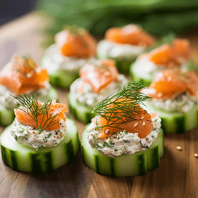 Cucumber Appetizers with Salmon and Cream Cheese