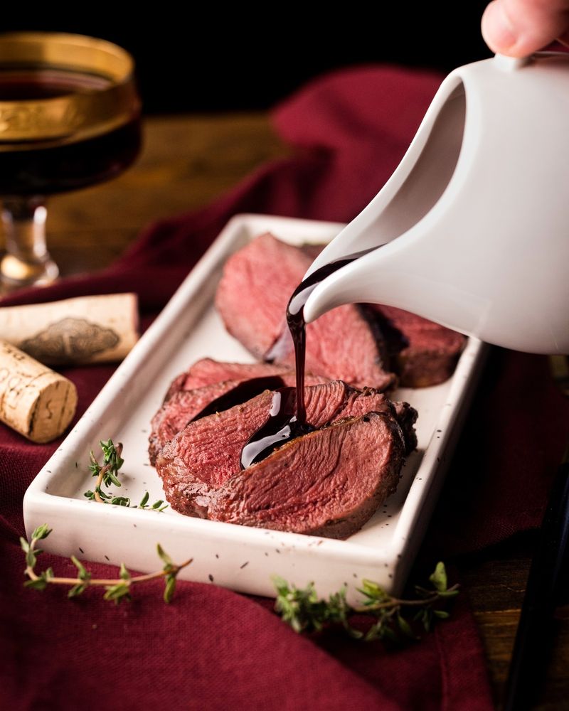 Sous Vide Steak with Red Wine Reduction