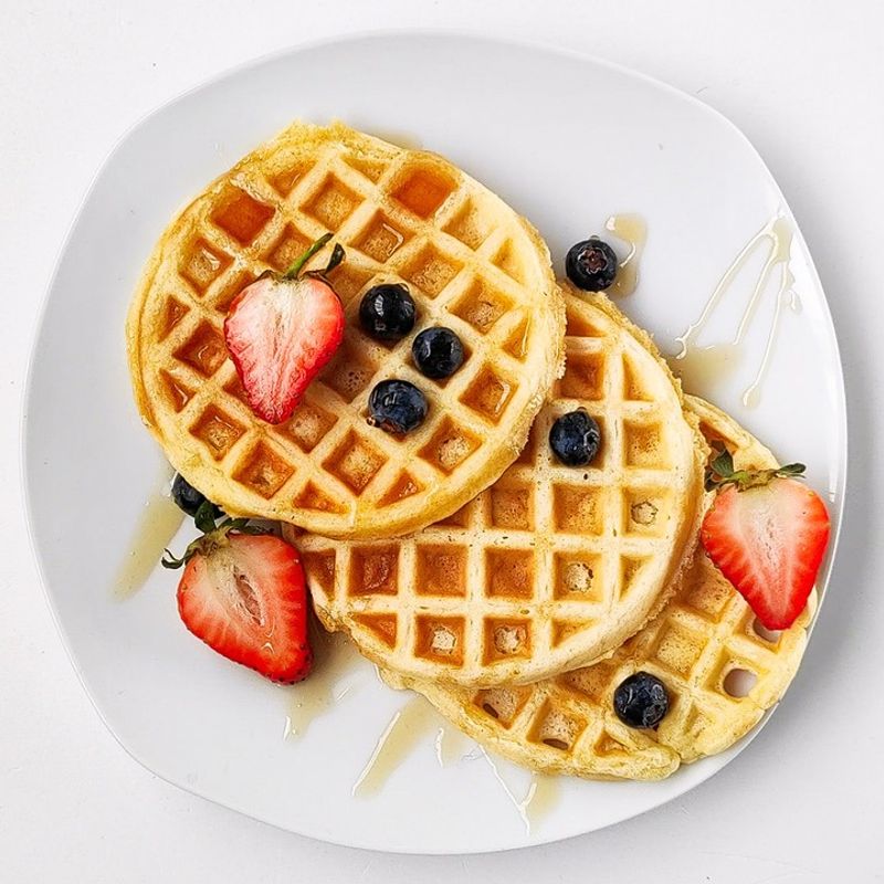 Whole Grain Waffles with Nut Butter and Berries