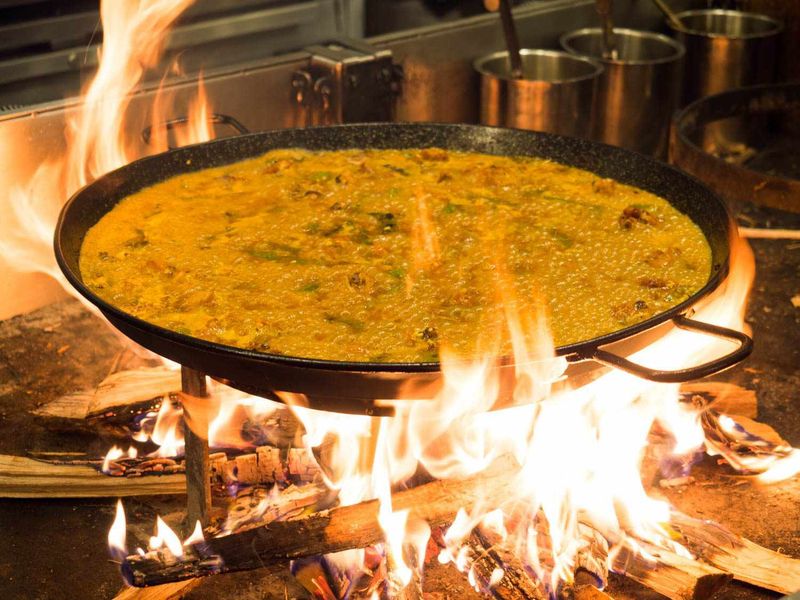 Spanish Paella Over Open Fire