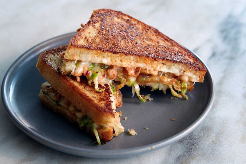 Kimchi and Mozzarella Grilled Cheese