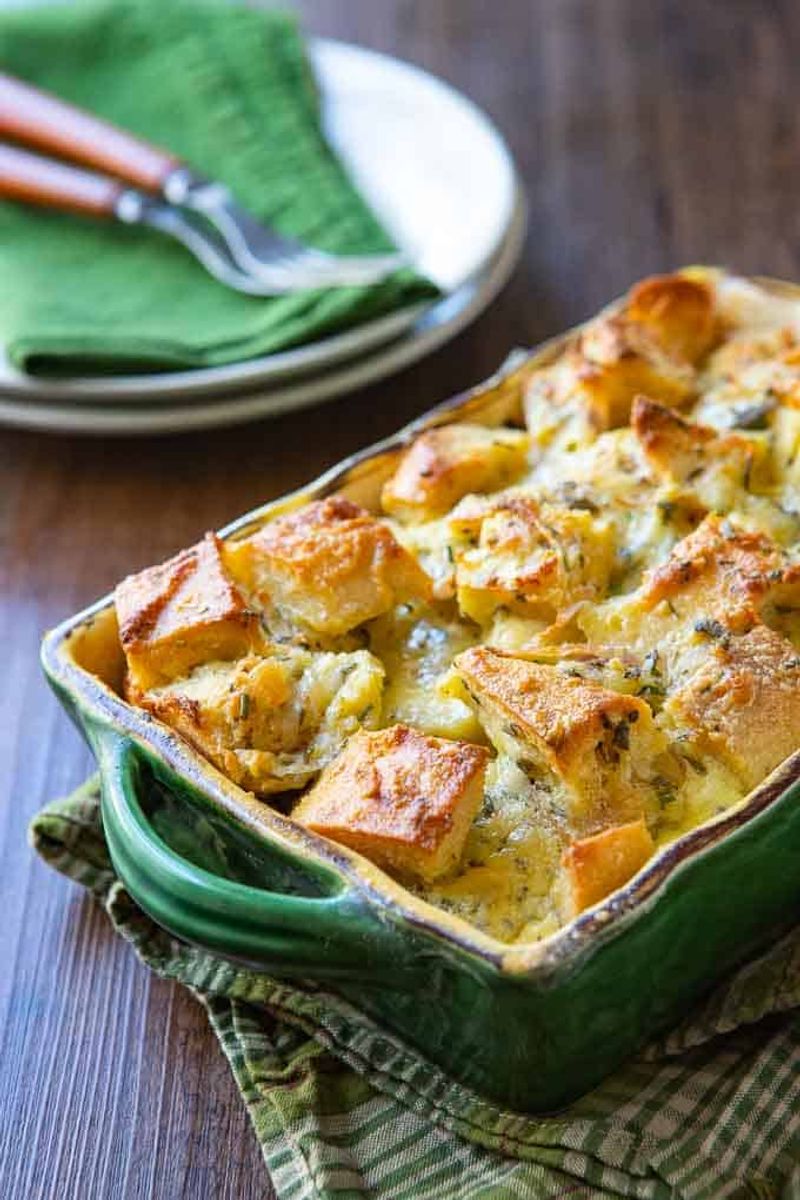 Zucchini & Herb Bread Pudding Casserole