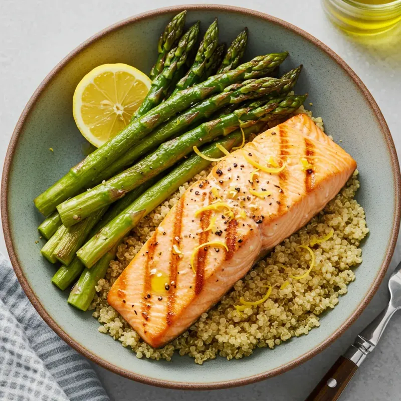 Grilled Salmon with Quinoa and Asparagus
