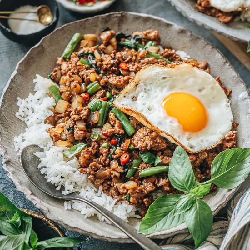 Thai Basil Chicken Rice Bowl