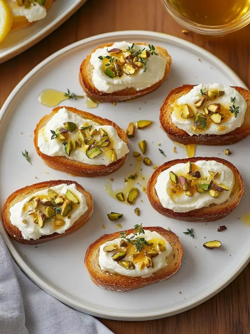 Lemon Ricotta Crostini with Honey