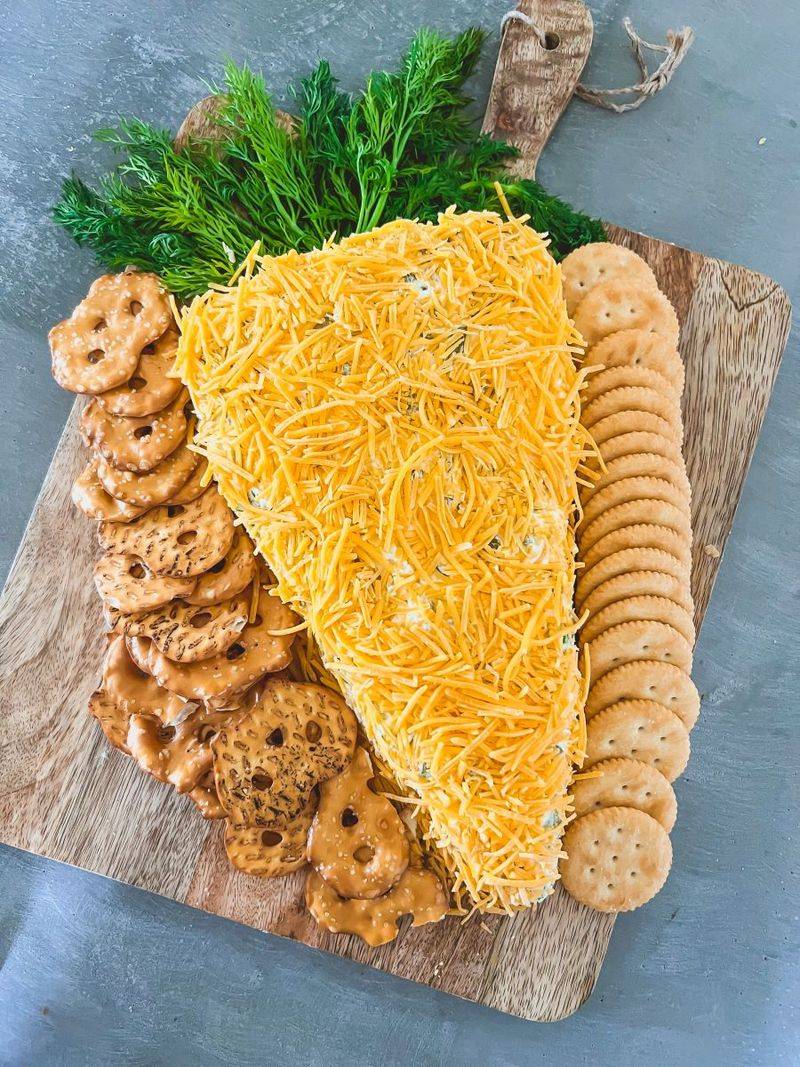 Carrot-Shaped Cheese Ball with Cheddar & Dill
