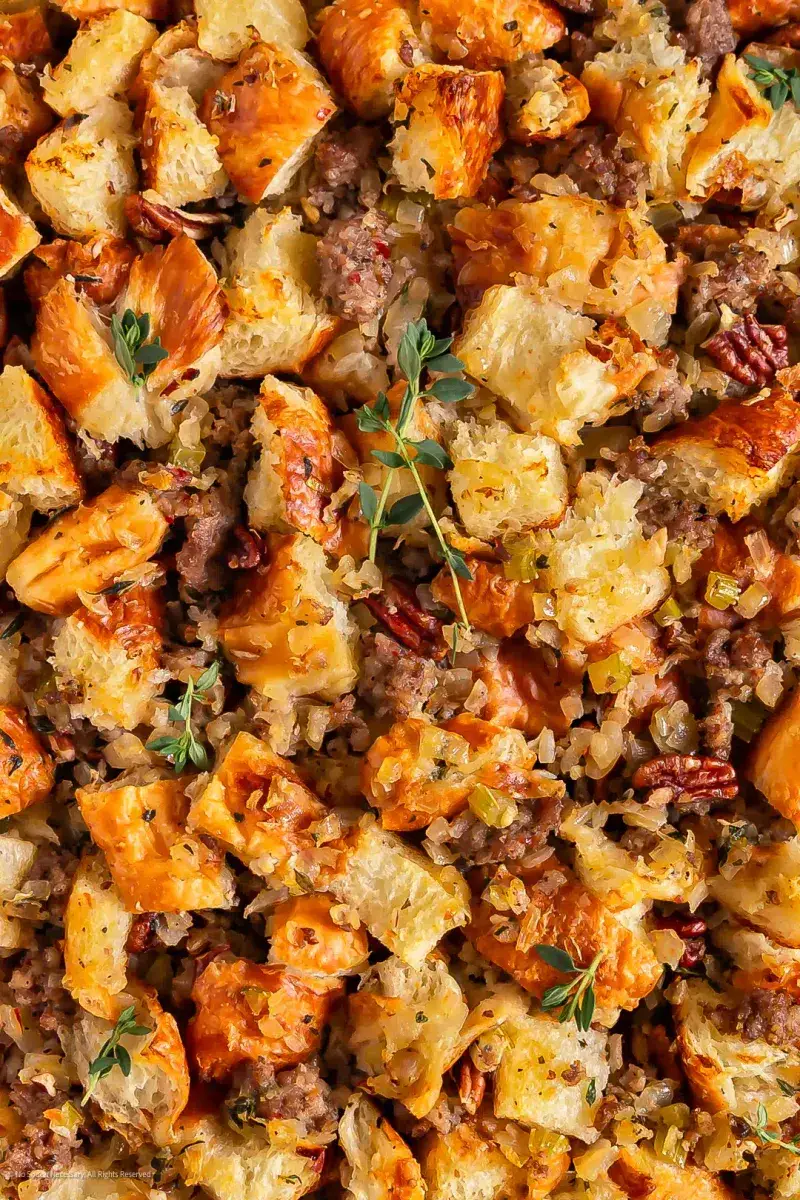 Chorizo and Roasted Pepper Croissant Stuffing