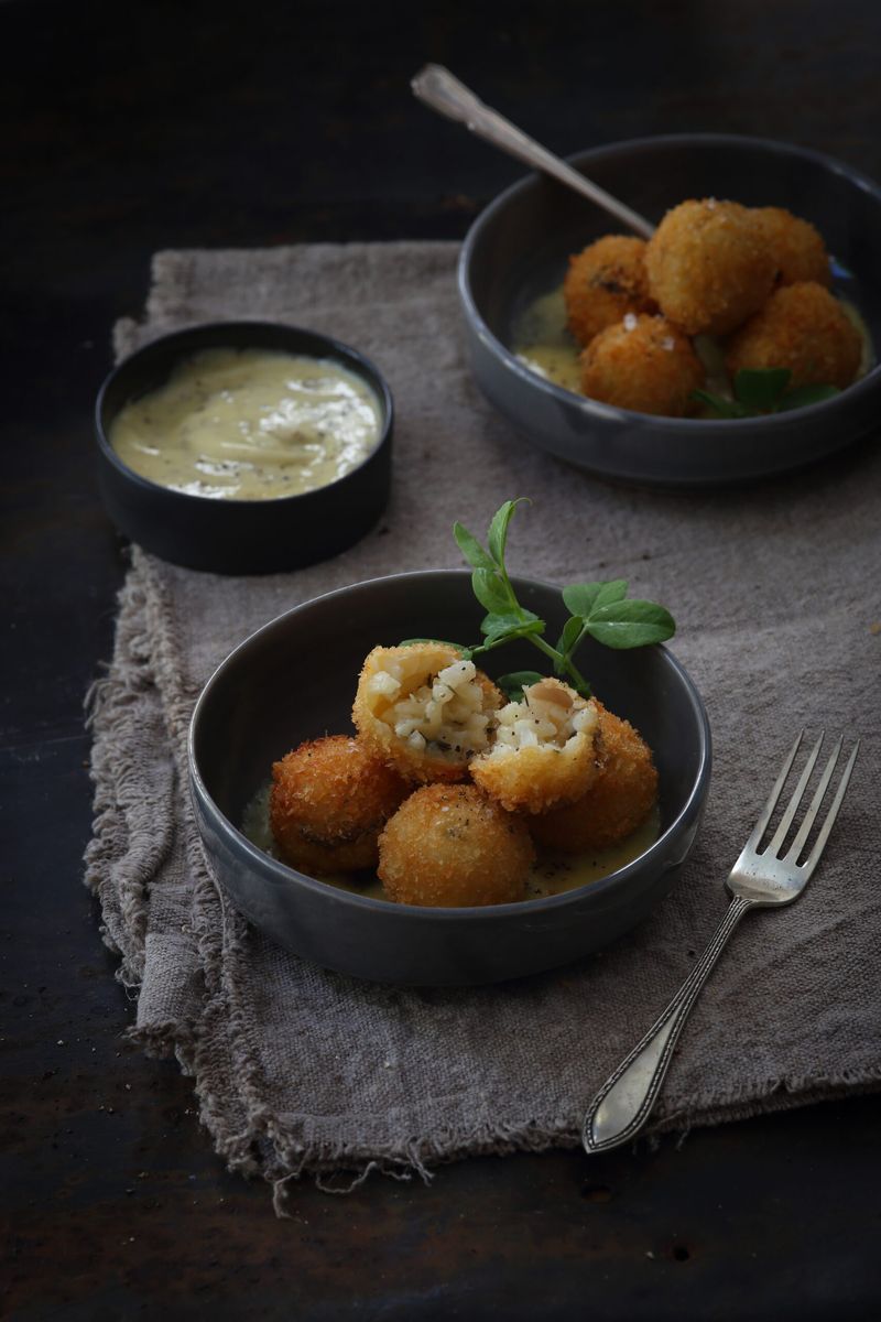 Risotto Bon Bons with Truffle Aioli