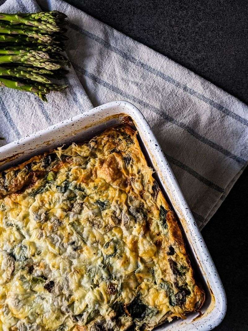 Asparagus, Mushroom & Gruyère Breakfast Casserole
