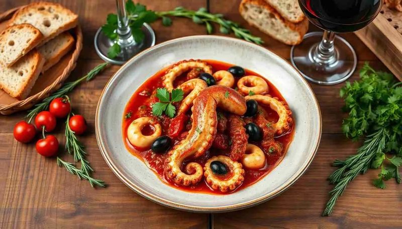 Octopus Stew with Tomatoes and Red Wine