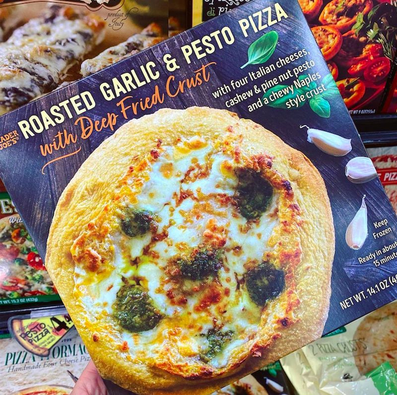 Roasted Garlic & Pesto Pizza with Deep Fried Crust