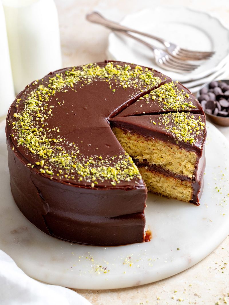 Pistachio and Chocolate Layer Cake