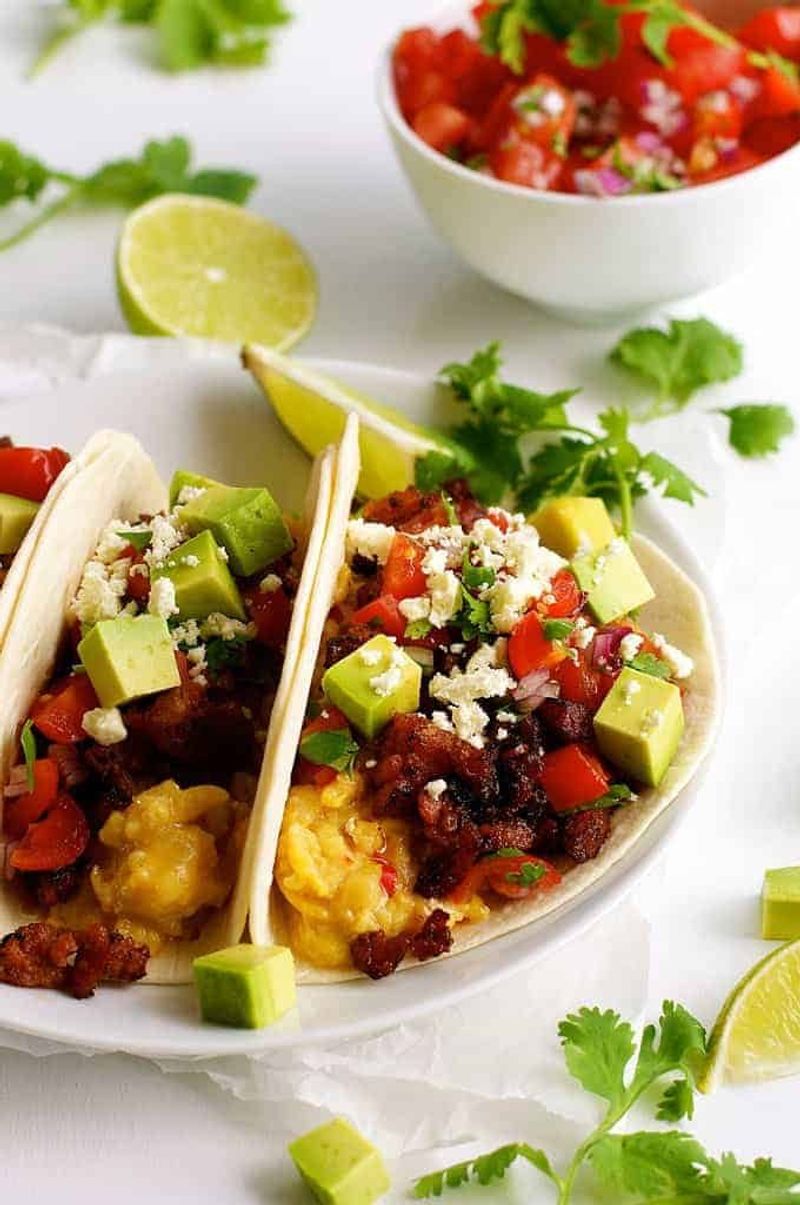 Breakfast Tacos with Eggs and Chorizo
