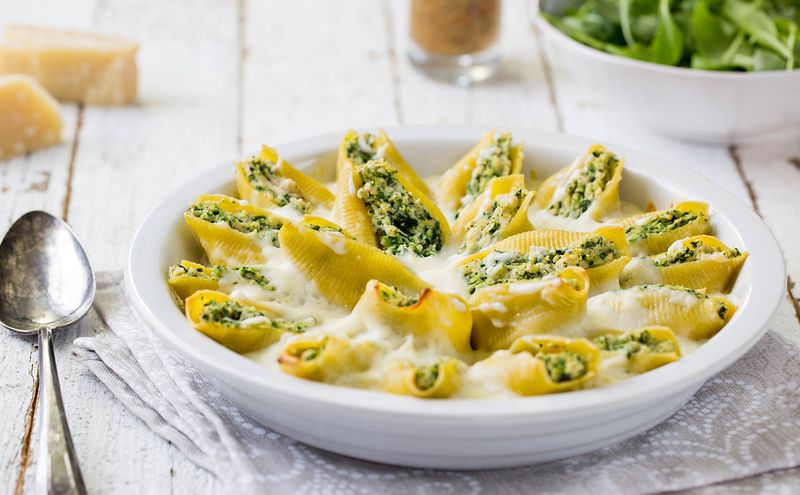 Pea and Ricotta Stuffed Shells (bite-sized)