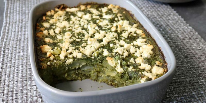 Potato, Spinach & Feta Casserole