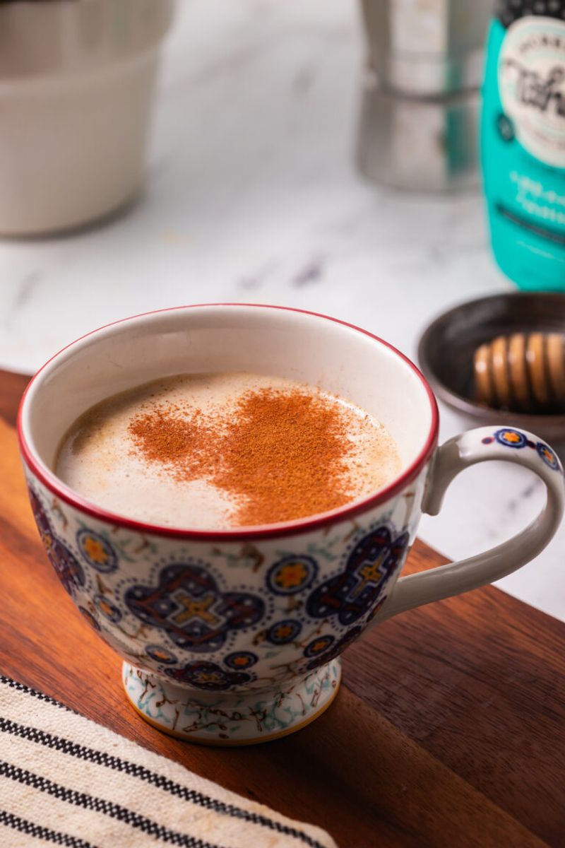 Halva Latte with Homemade Tahini Creamer
