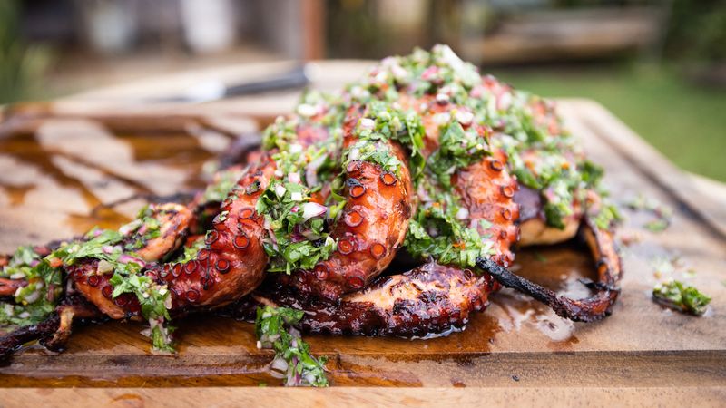 Grilled Octopus Skewers with Chimichurri