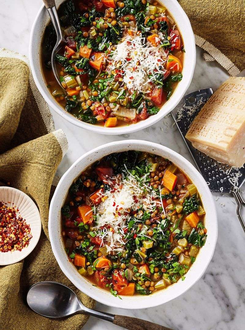 Soup (especially minestrone, lentil, or chicken noodle)