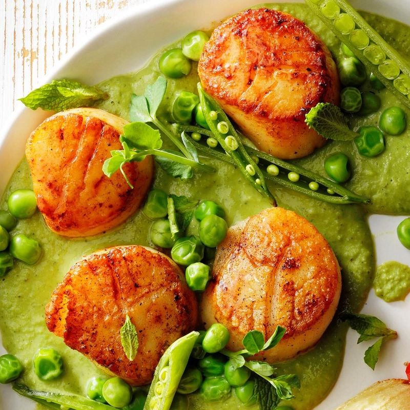 Seared Scallops with Pea Purée