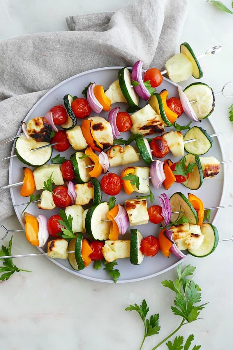 Grilled Vegetable and Halloumi Skewers