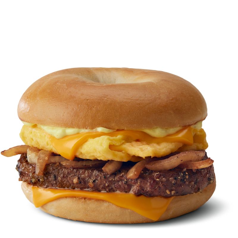Steak, Egg, And Cheese Bagel