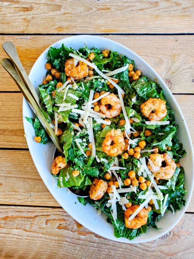 Kale Caesar with Grilled Shrimp