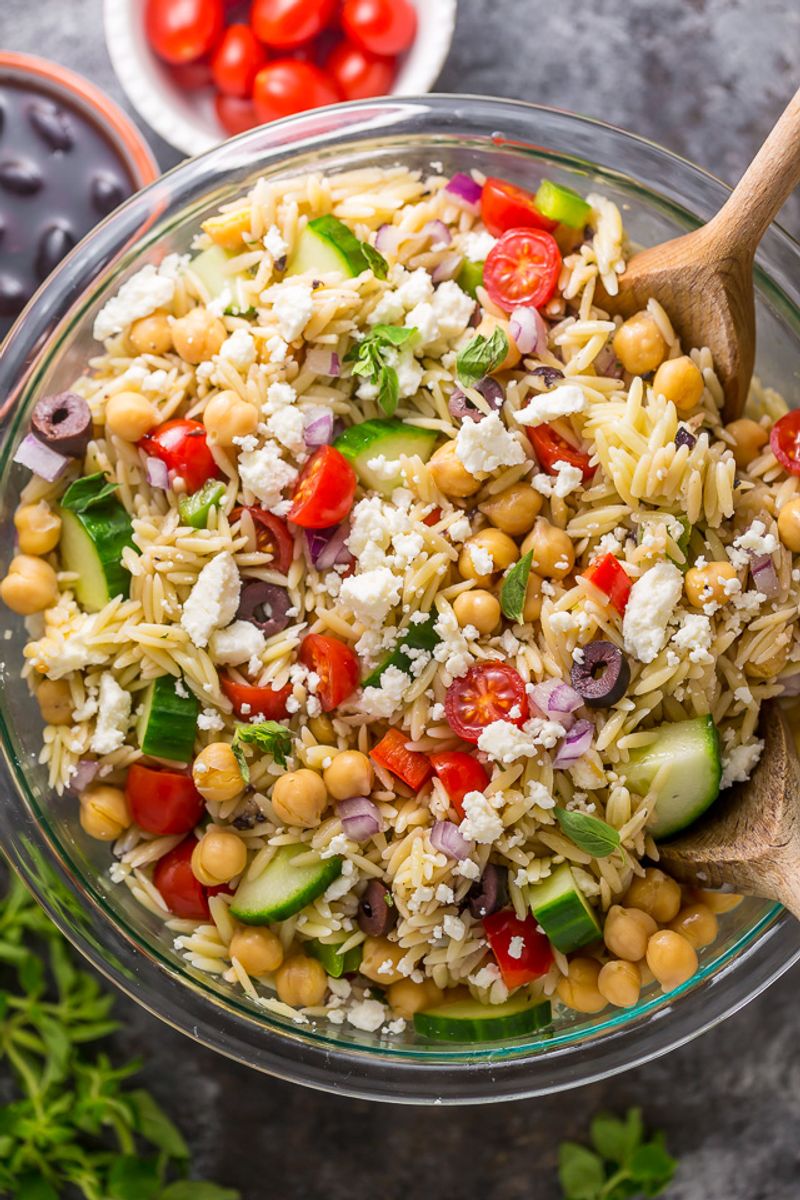 Greek Orzo Salad with Feta and Chickpeas